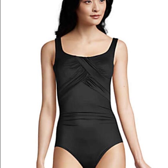 Land’s End Carmela Plus Reg size Slenderize one piece black swimsuit Various - Picture 4 of 9